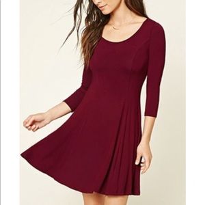 Maroon Forever 21 Skater Girl Dress